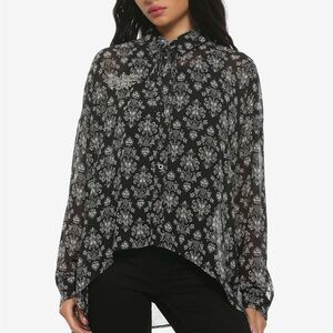 Disney Her Universe The Haunted Mansion chiffon hi-low blouse button up shirt